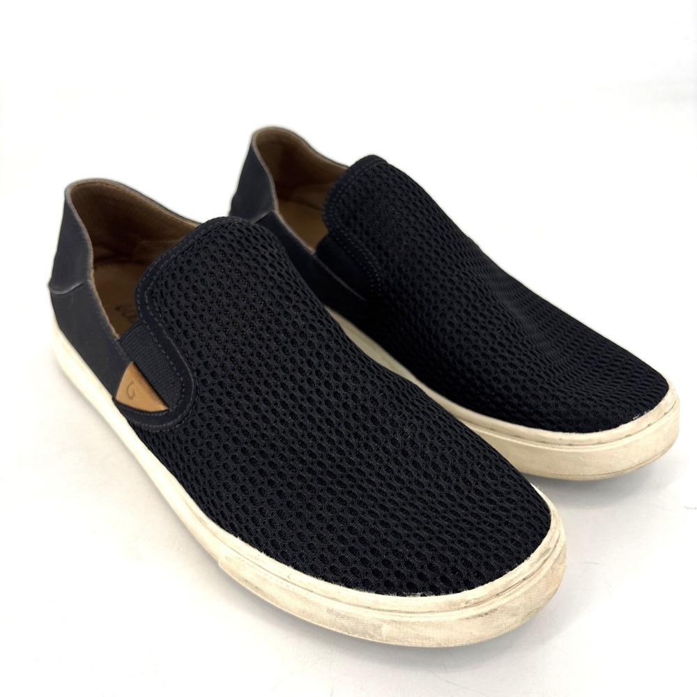 OluKai Women's Pehuea Loafer Size 10 Slip On Shoe Black Mesh Convertible‎ Slide